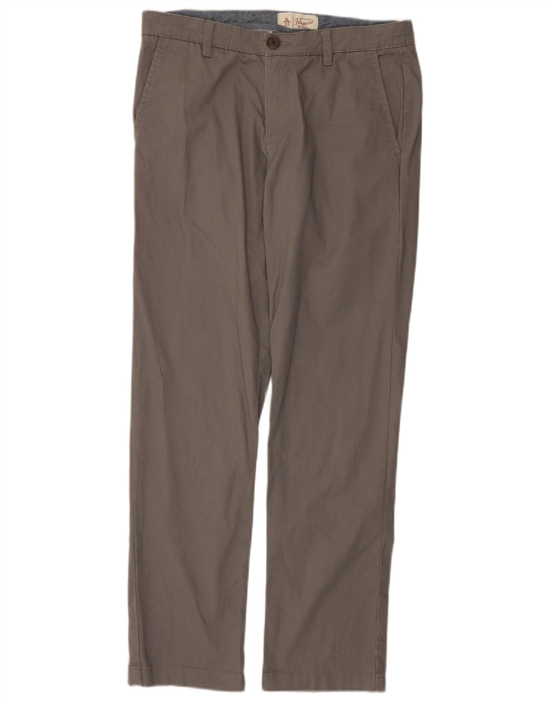 Penguin Mens Slim Chino Trousers W32 L32 Grey Cotton