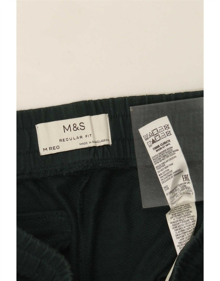 Marks & Spencer Mens Regular Fit Tracksuit Trousers Medium Green Cotton