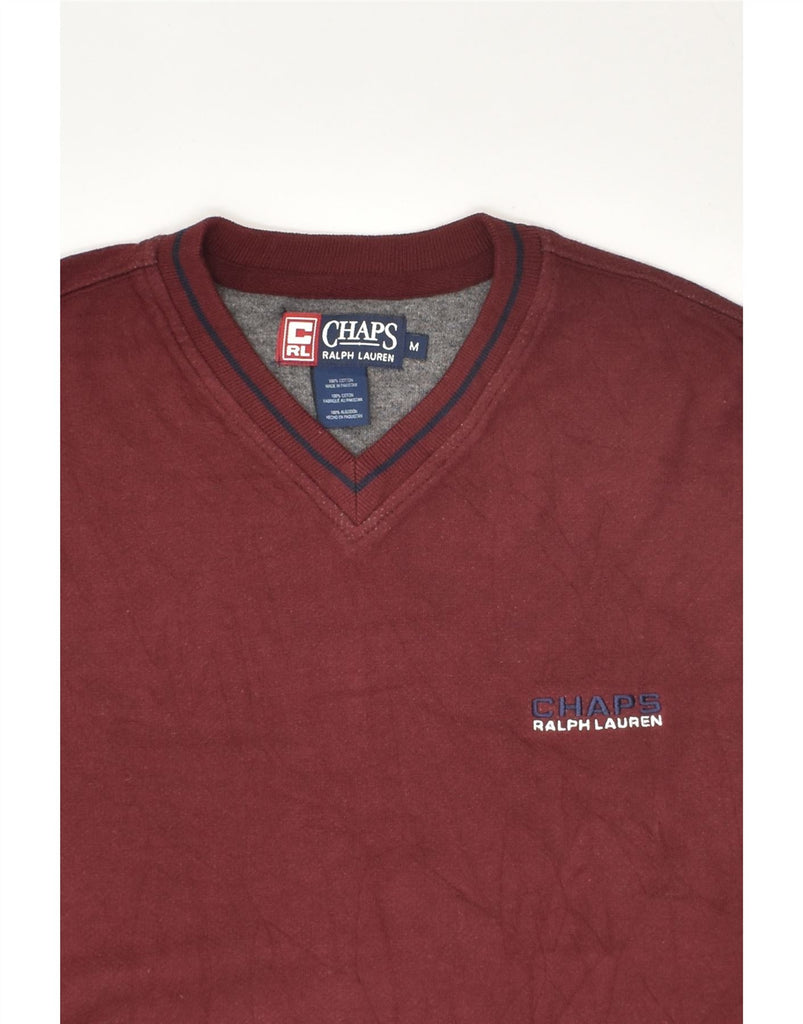 CHAPS Mens Sweatshirt Jumper Medium Burgundy Cotton | Vintage Chaps | Thrift | Second-Hand Chaps | Used Clothing | Messina Hembry 
