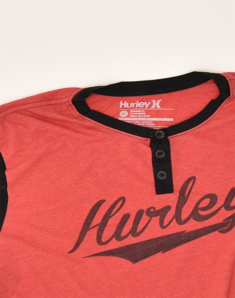 HURLEY Mens Graphic T-Shirt Top XL Red Colourblock Cotton | Vintage Hurley | Thrift | Second-Hand Hurley | Used Clothing | Messina Hembry 