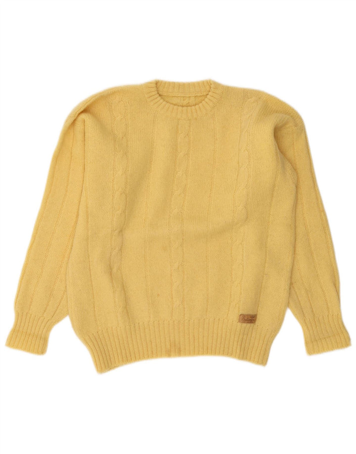 Vintage Mens Crew Neck Jumper Sweater Medium Yellow