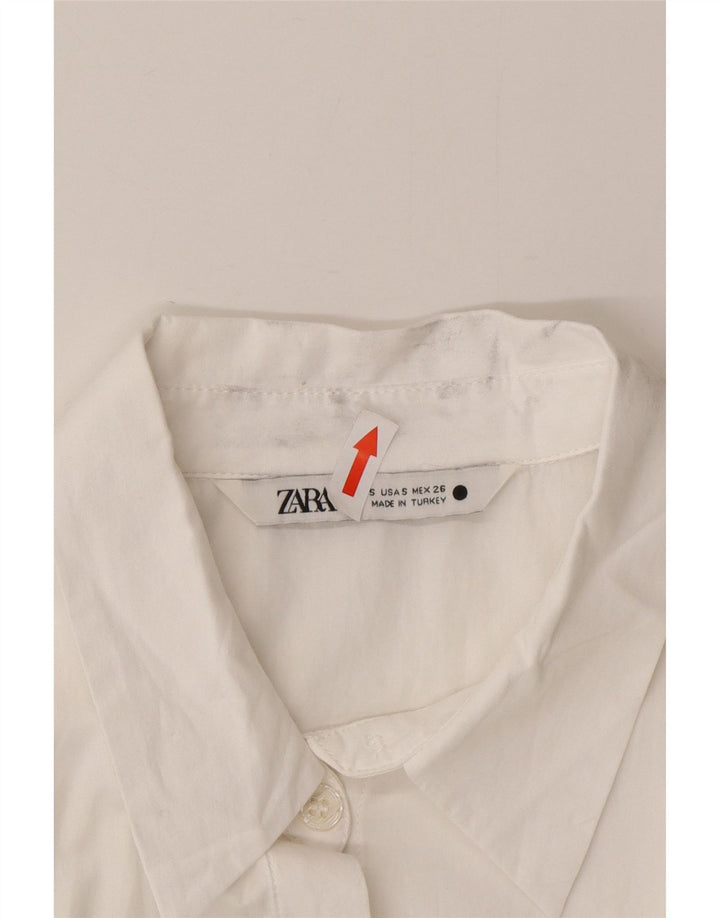 Zara Womens Asymmetric Shirt Blouse UK 10 Small White Cotton