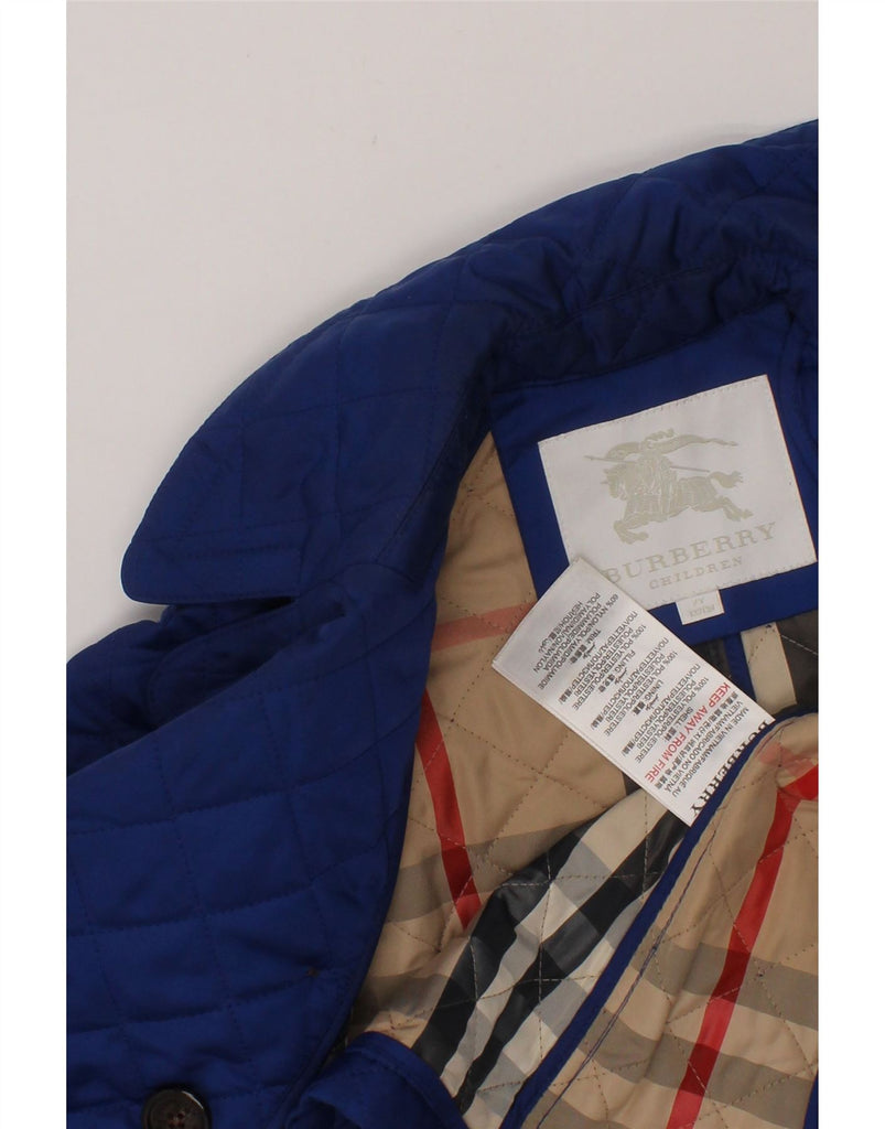 BURBERRY Girls Padded Pea Coat 6-7 Years Blue Polyester Vintage Burberry and Second-Hand Burberry from Messina Hembry 