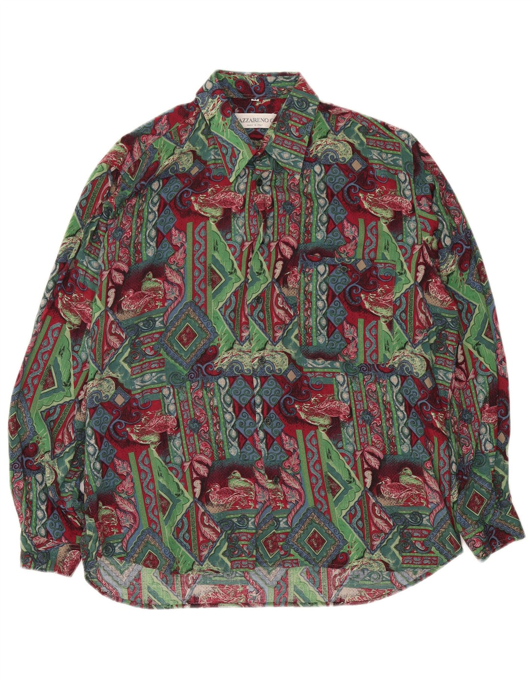 Nazzareno G. Mens Shirt Medium Multicoloured Geometric Viscose