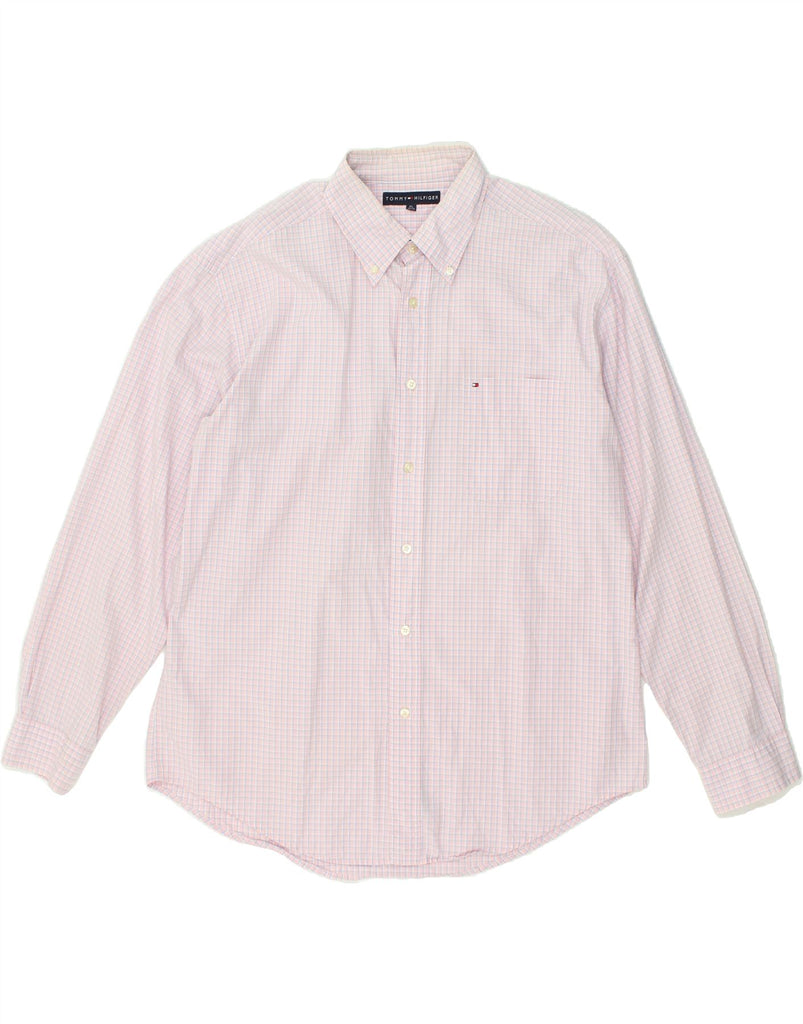 TOMMY HILFIGER Mens Shirt XL Pink Check Cotton | Vintage Tommy Hilfiger | Thrift | Second-Hand Tommy Hilfiger | Used Clothing | Messina Hembry 