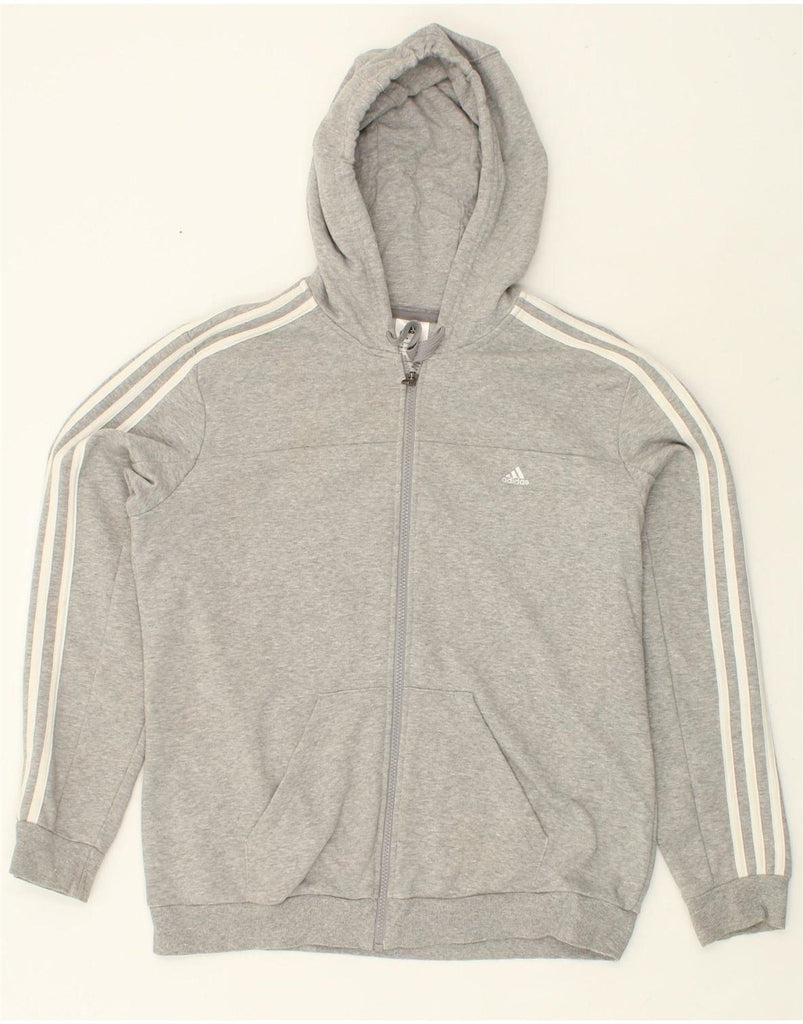 ADIDAS Womens Zip Hoodie Sweater UK 16/18 Large Grey Cotton Vintage Adidas and Second-Hand Adidas from Messina Hembry 