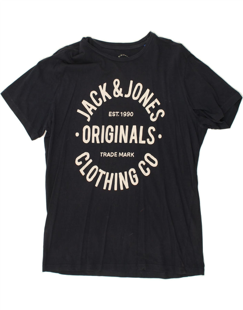 JACK & JONES Mens Graphic T-Shirt Top XL Black Cotton | Vintage Jack & Jones | Thrift | Second-Hand Jack & Jones | Used Clothing | Messina Hembry 