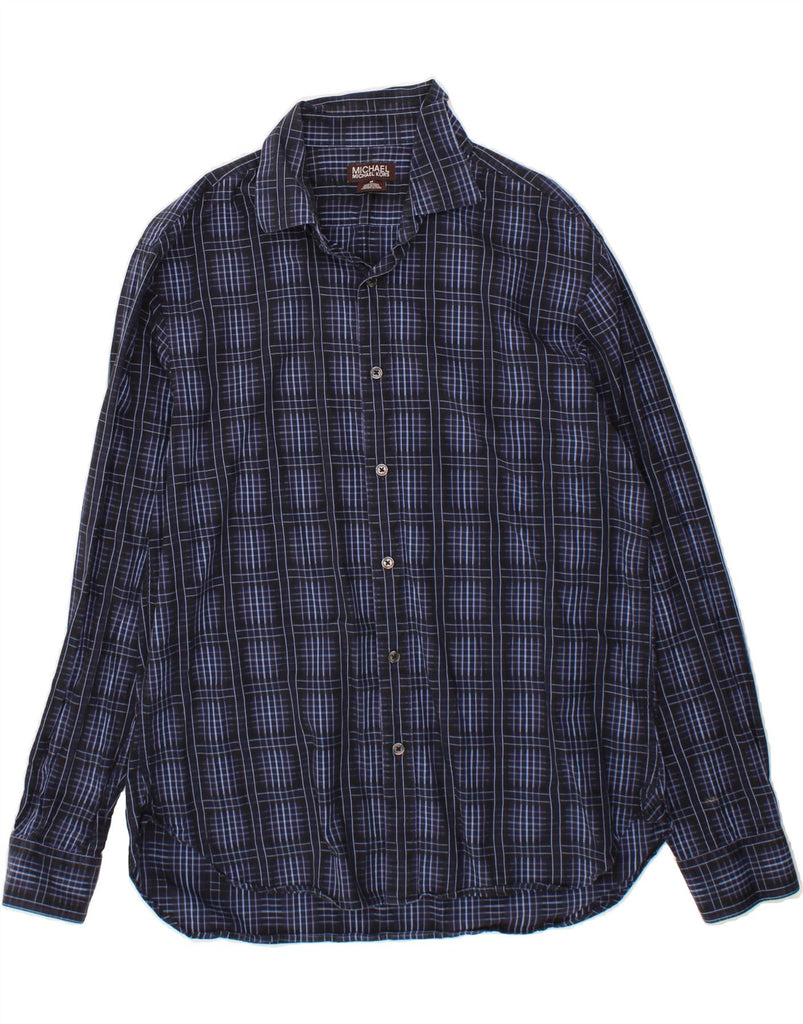 MICHAEL KORS Mens Shirt Medium Navy Blue Check Cotton Vintage Michael Kors and Second-Hand Michael Kors from Messina Hembry 