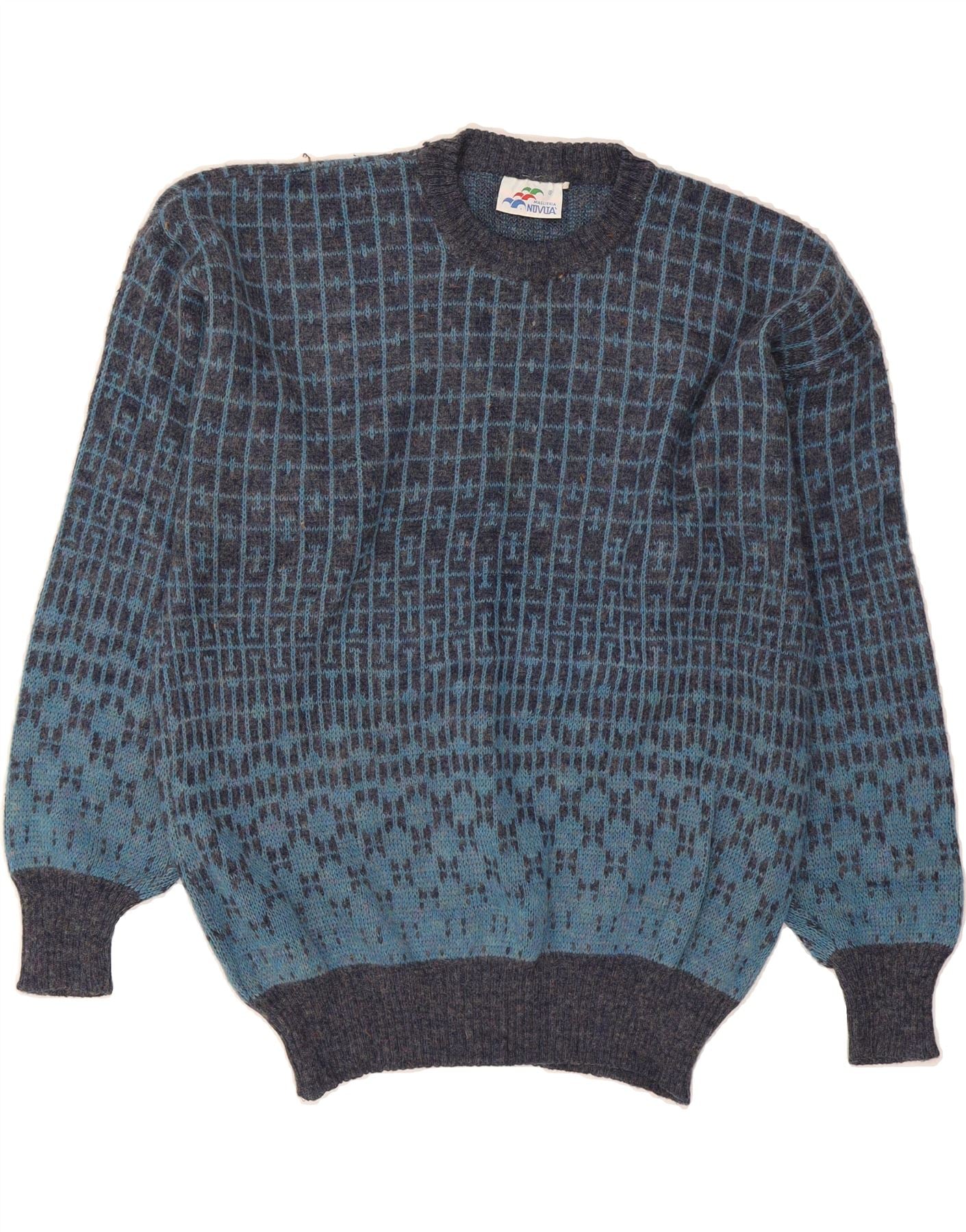 MAGLIERIA Mens Crew Neck Jumper Sweater IT 52 Large Blue Check