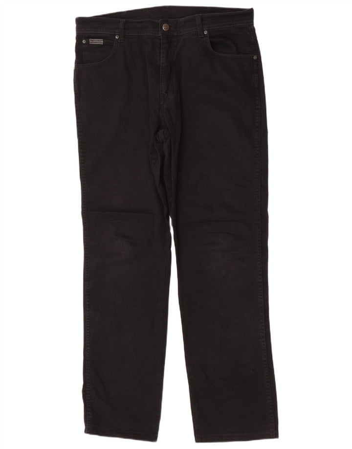Wrangler Mens Texas Stretch Straight Jeans W36 L32 Black Cotton