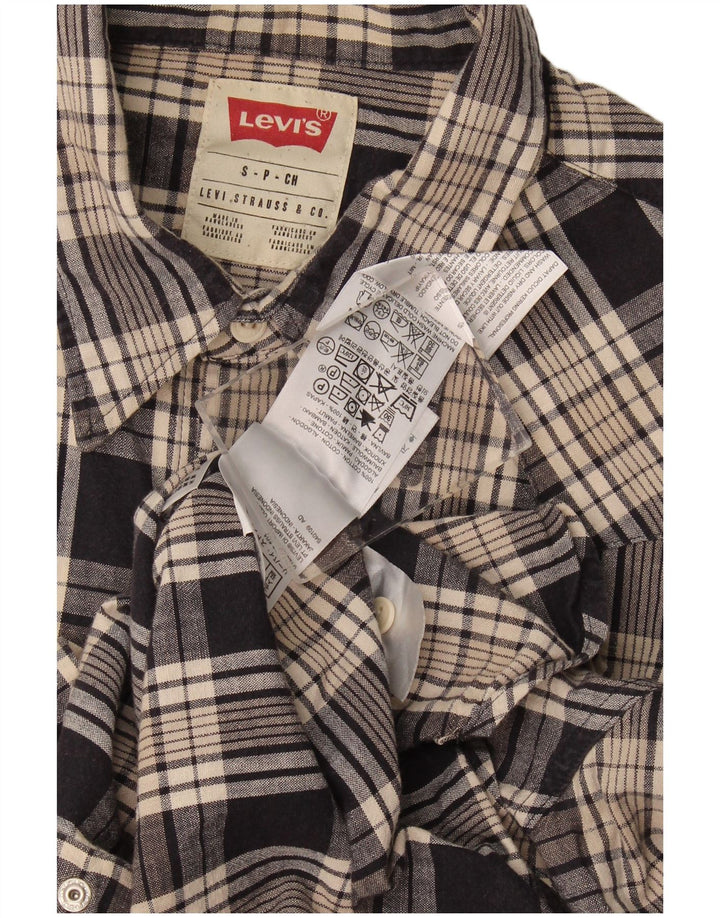 Levi's Mens Flannel Shirt Small Grey Check Cotton