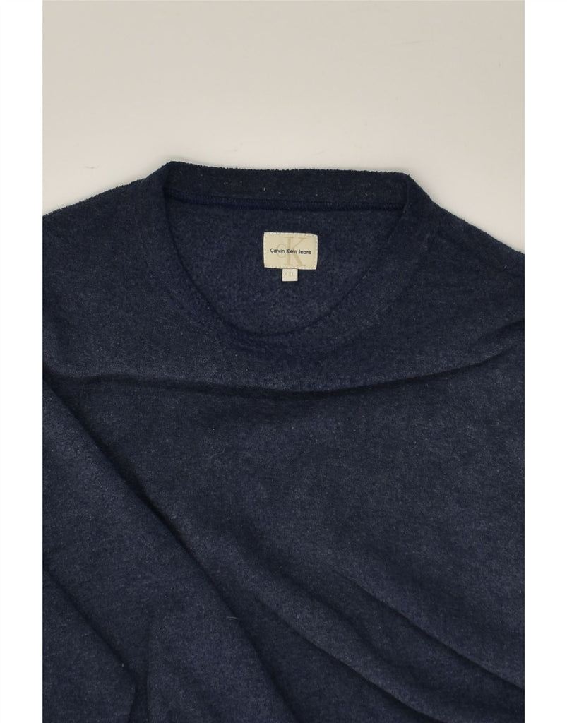 CALVIN KLEIN Mens Sweatshirt Jumper 2XL Navy Blue Polyester | Vintage Calvin Klein | Thrift | Second-Hand Calvin Klein | Used Clothing | Messina Hembry 