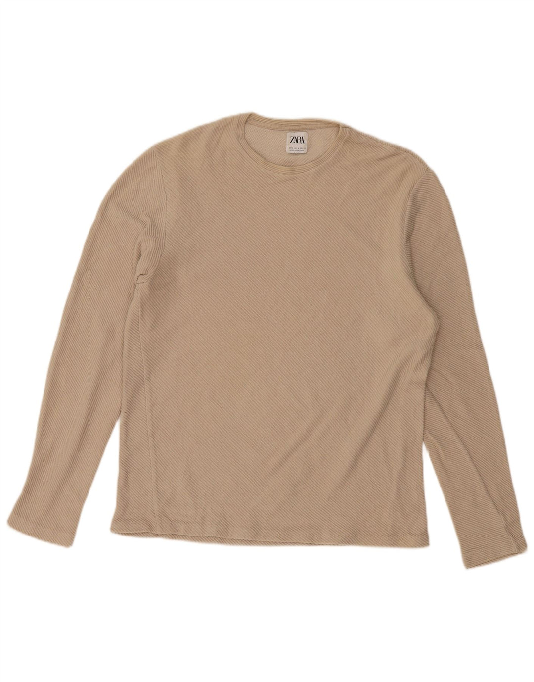 ZARA Mens Top Long Sleeve Large Beige
