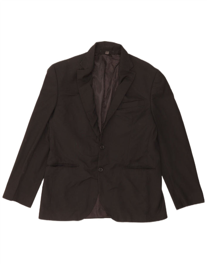 MARKS & SPENCER Mens 2 Button Blazer Jacket UK 40 Medium Black Polyester