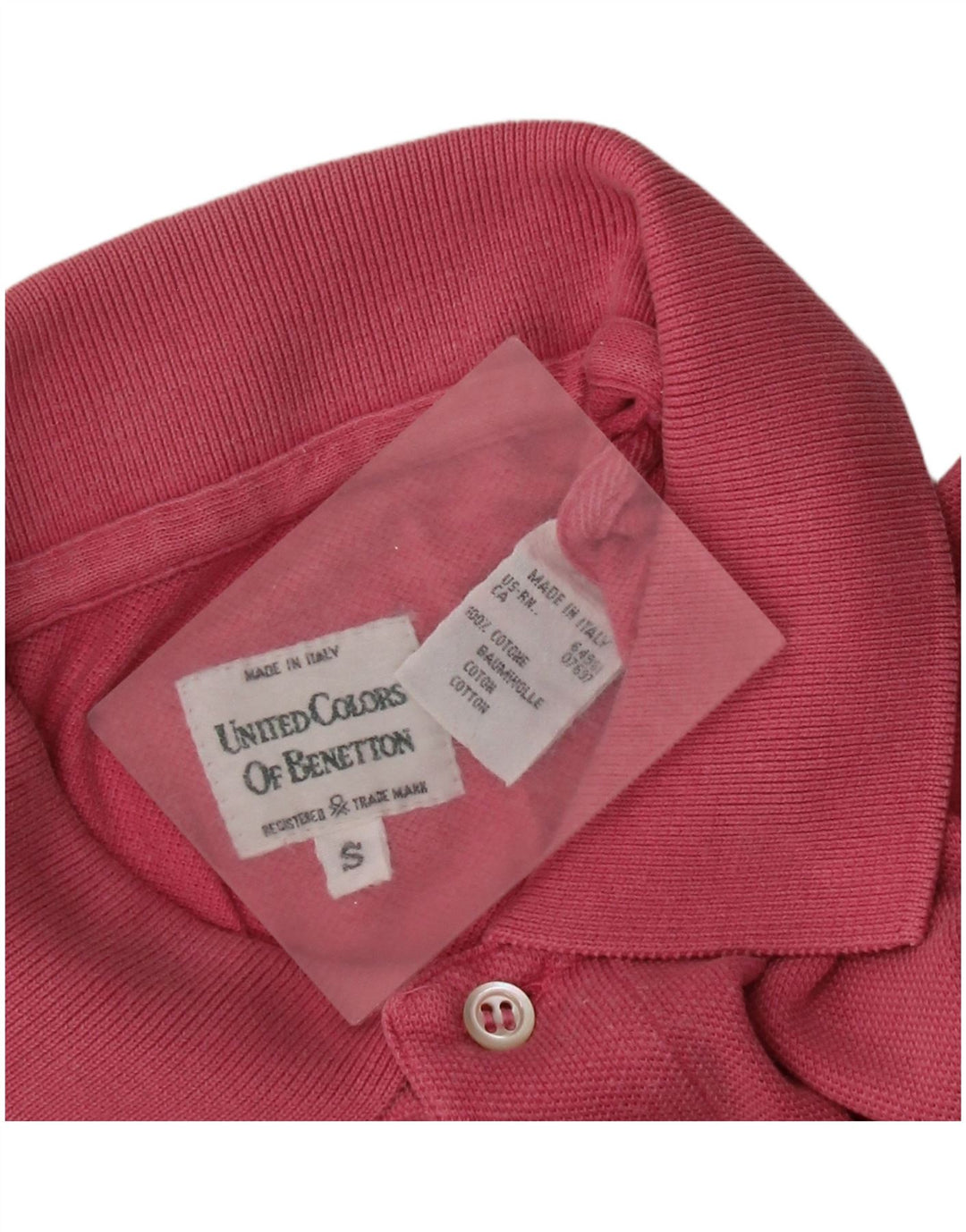Benetton Mens Polo Shirt Small Pink Cotton
