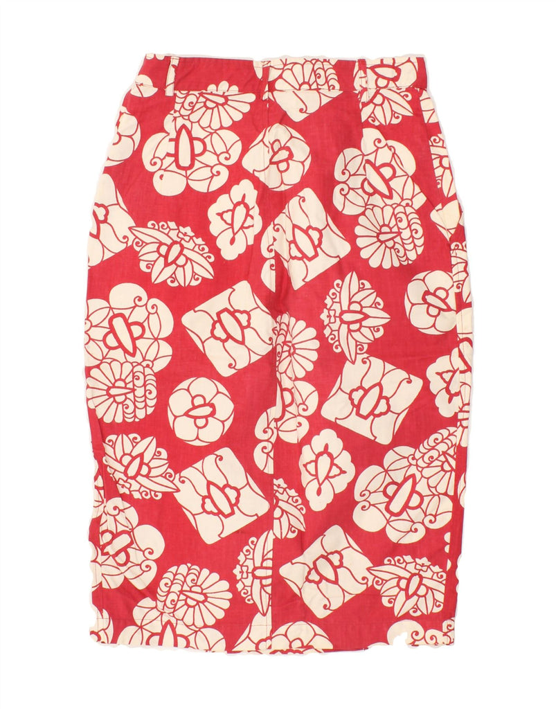 VINTAGE Womens Straight Skirt W28 Medium Red Floral Cotton | Vintage Vintage | Thrift | Second-Hand Vintage | Used Clothing | Messina Hembry 