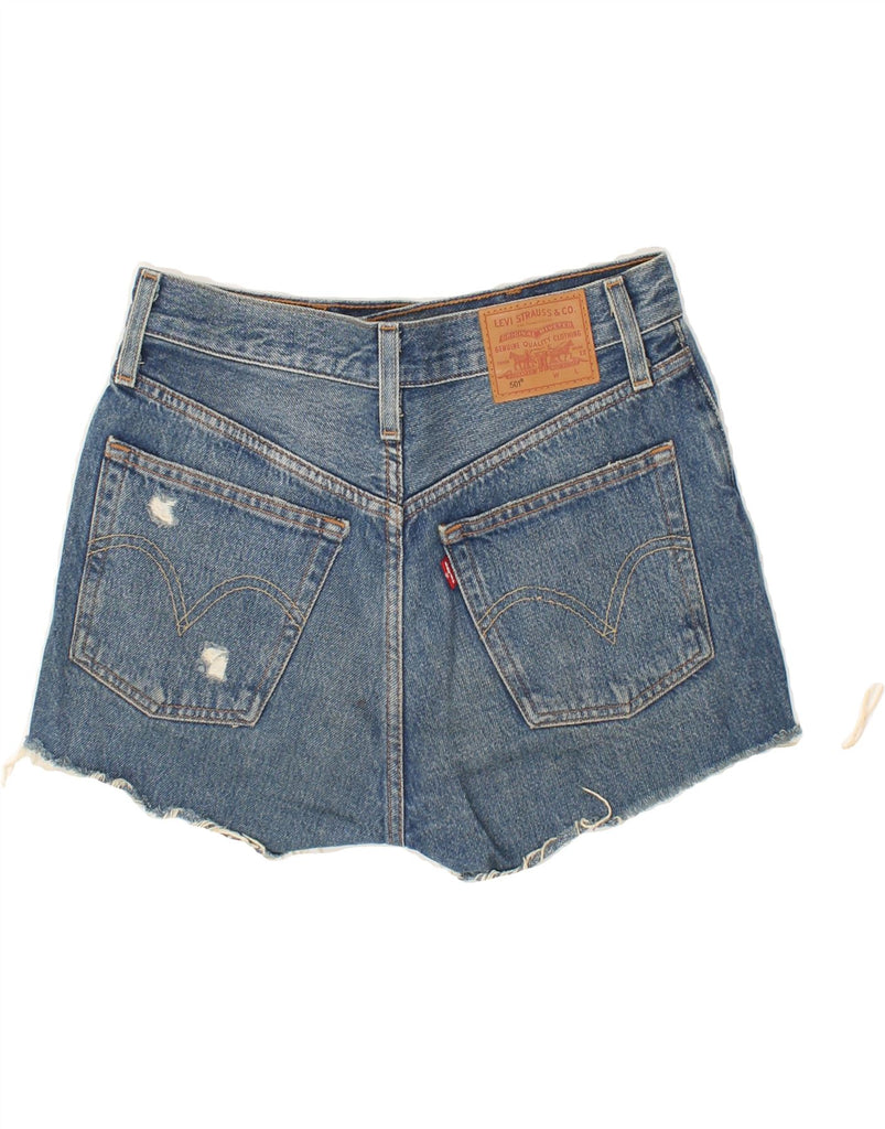 LEVI'S Womens 501 Distressed Denim Shorts W25 XS Blue Cotton | Vintage Levi's | Thrift | Second-Hand Levi's | Used Clothing | Messina Hembry 