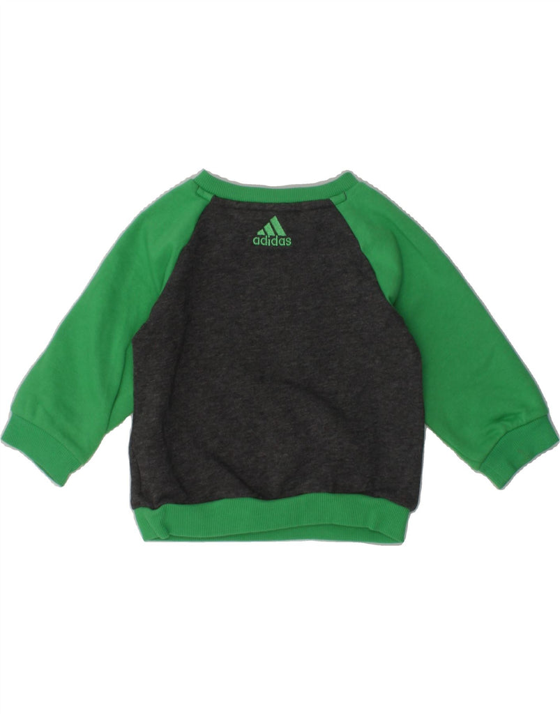 ADIDAS Baby Boys Graphic Sweatshirt Jumper 3-6 Months Grey Colourblock | Vintage Adidas | Thrift | Second-Hand Adidas | Used Clothing | Messina Hembry 