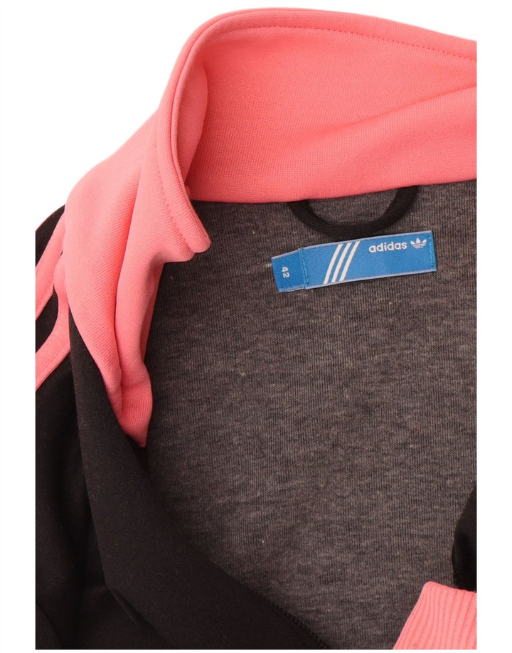 Adidas Womens Graphic Tracksuit Top Jacket IT 42 Medium Black Colourblock