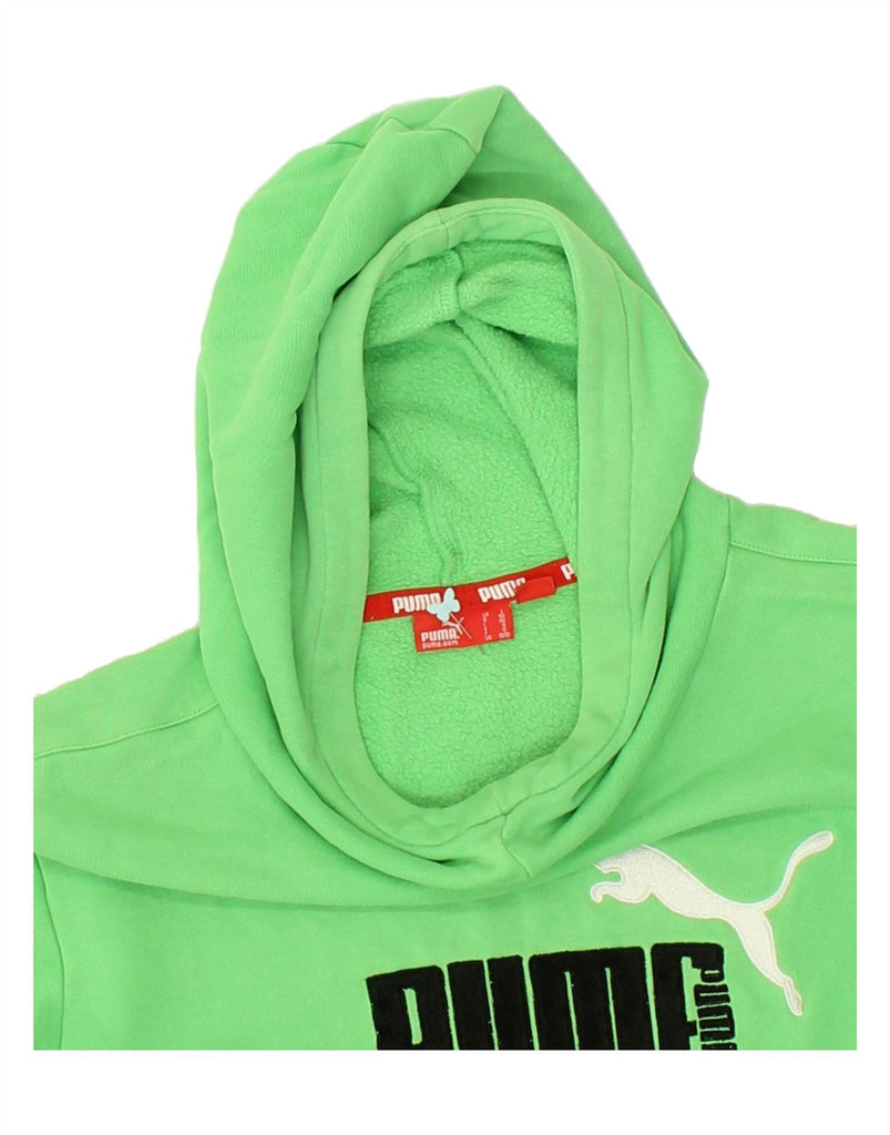 PUMA Boys Graphic Hoodie Jumper 11-12 Years Green Cotton | Vintage Puma | Thrift | Second-Hand Puma | Used Clothing | Messina Hembry 