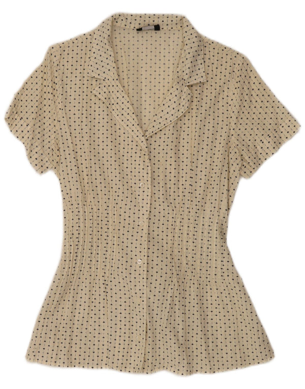 Max & Co. Womens Short Sleeve Shirt Blouse UK 14 Large Off White Pinstripe