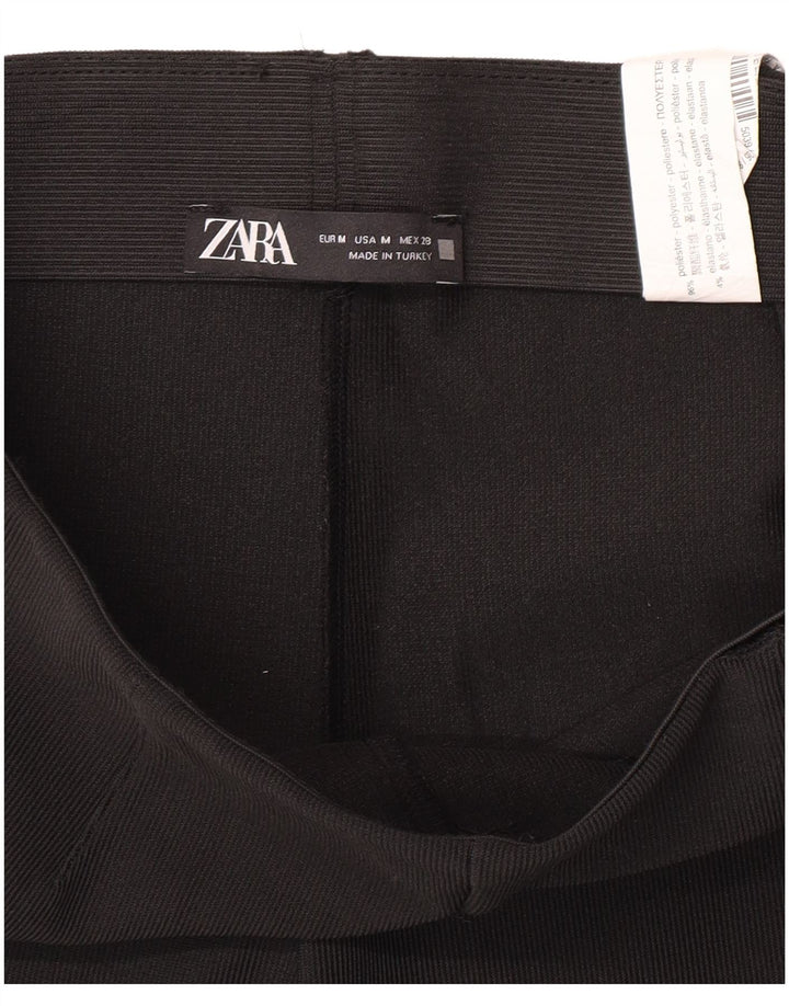 Zara Womens Flare Leggings UK 12 Medium Black Polyester