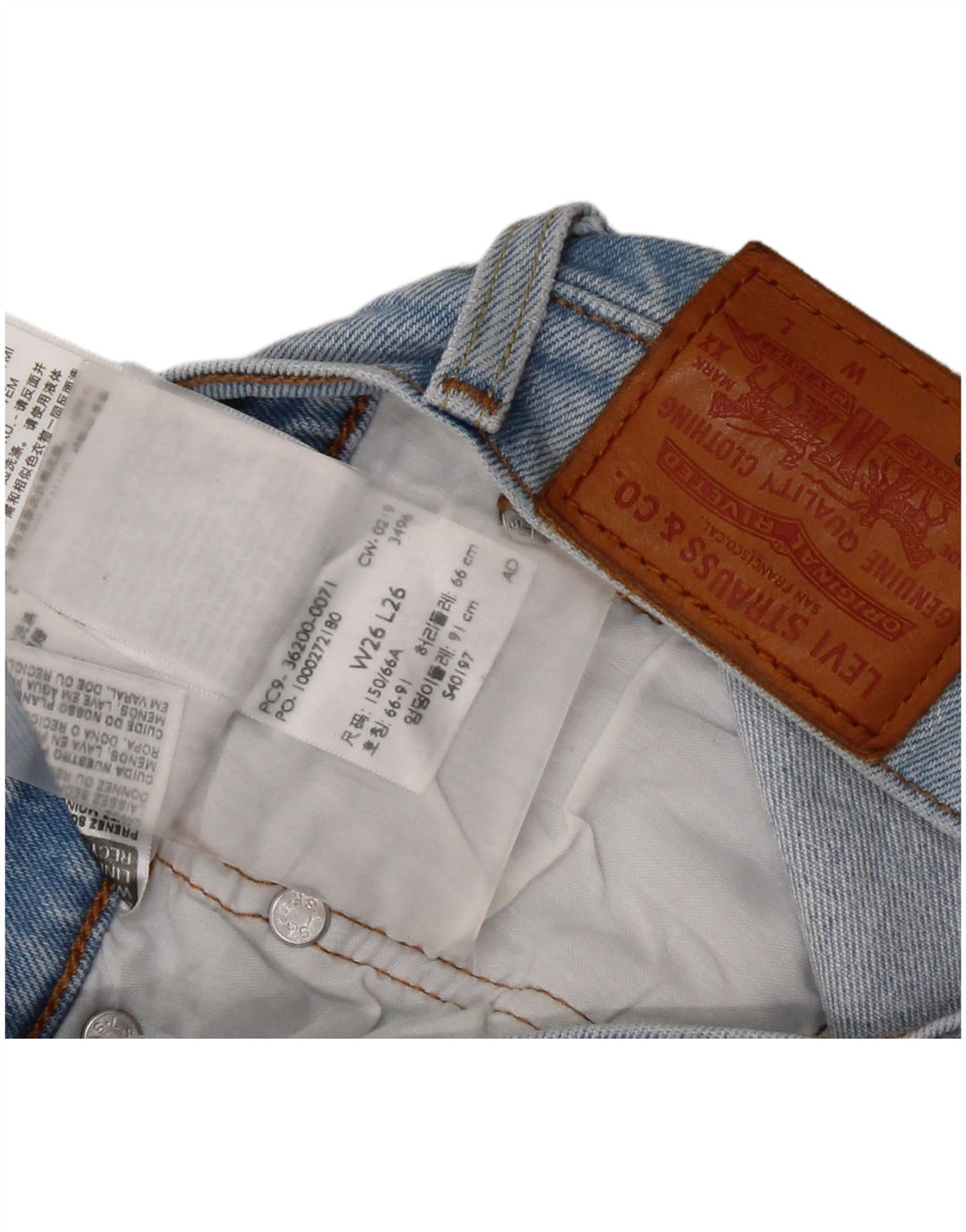 Levi's Womens 501 Graphic Straight Jeans W26 L26 Blue Cotton