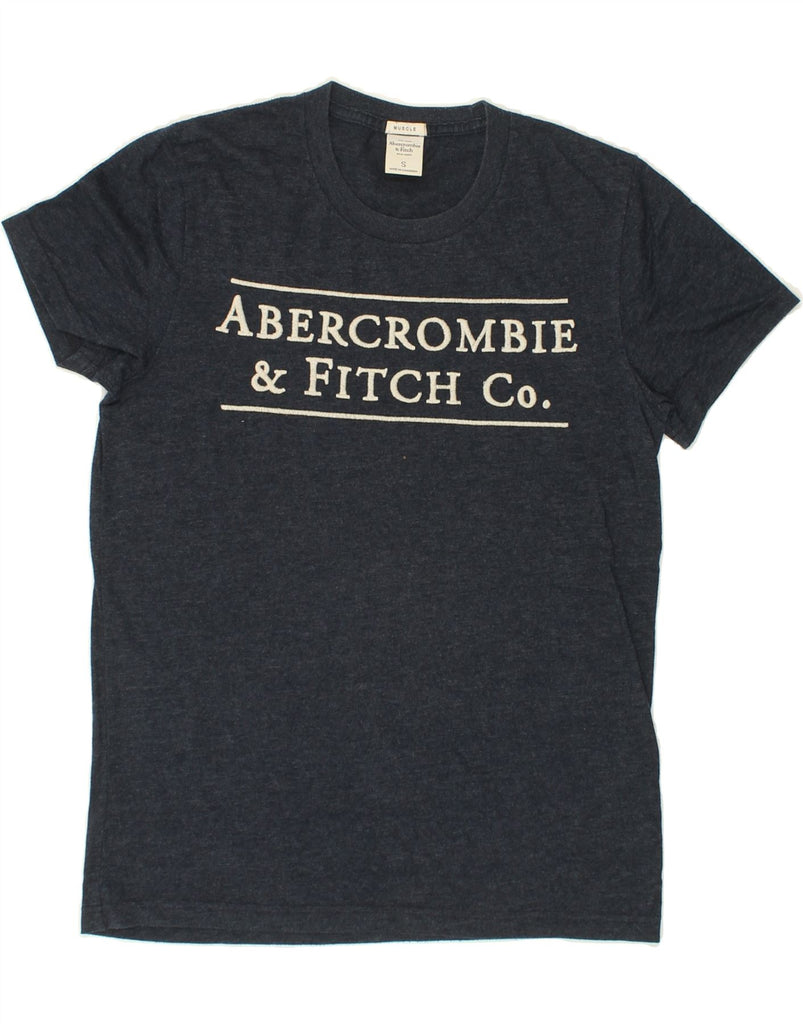 ABERCROMBIE & FITCH Mens Graphic T-Shirt Top Small Navy Blue Cotton | Vintage Abercrombie & Fitch | Thrift | Second-Hand Abercrombie & Fitch | Used Clothing | Messina Hembry 