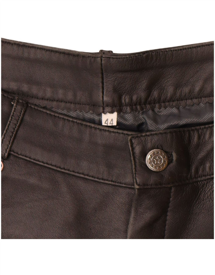 Vintage Womens Tapered Leather Trousers IT 44 Medium W32 L29 Black