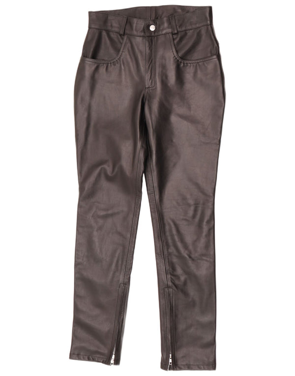 Vintage Womens Tapered Leather Trousers W30 L32 Black