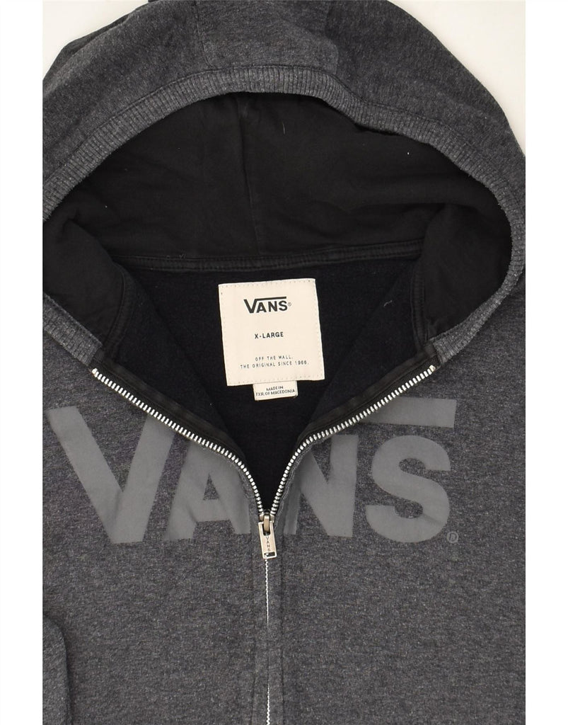 VANS Womens Graphic Zip Hoodie Sweater UK 18 XL Grey Flecked Cotton | Vintage Vans | Thrift | Second-Hand Vans | Used Clothing | Messina Hembry 