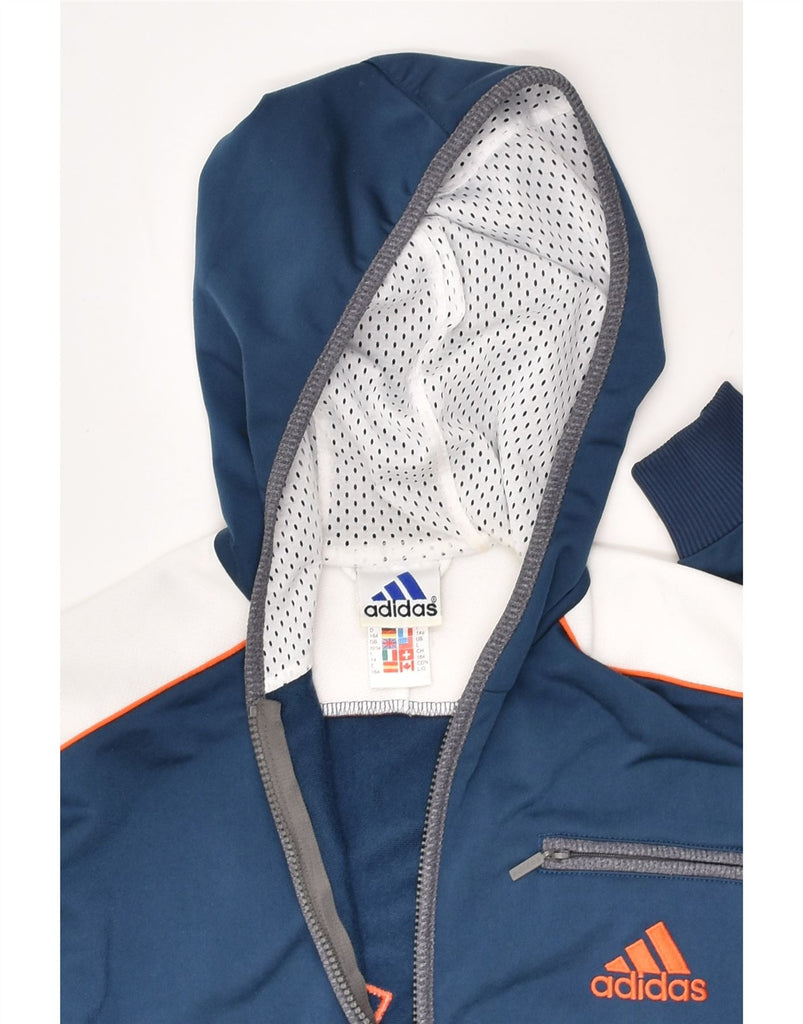 ADIDAS Mens Graphic Zip Hoodie Sweater Size 32/34 XS Blue Colourblock | Vintage Adidas | Thrift | Second-Hand Adidas | Used Clothing | Messina Hembry 