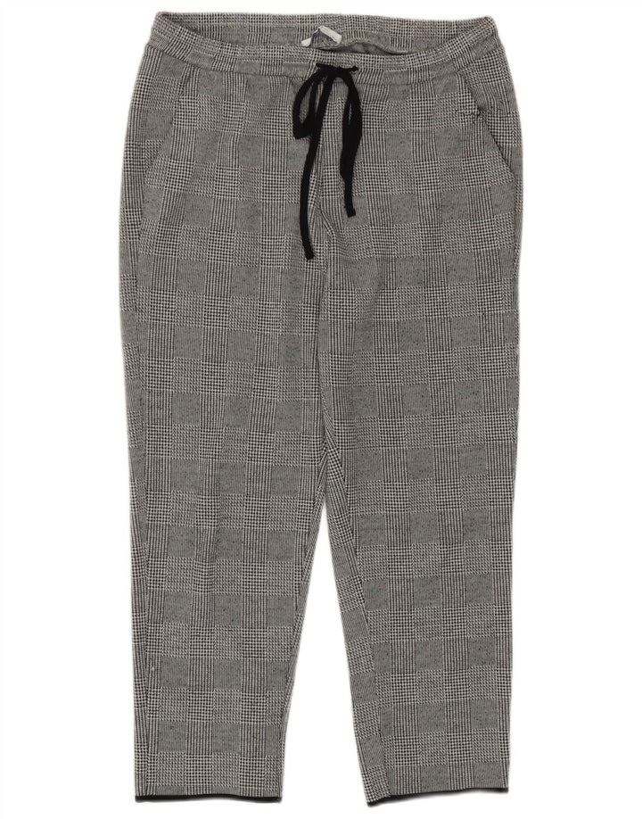 Zara Womens Crop Tracksuit Trousers UK 12 Medium Grey Houndstooth