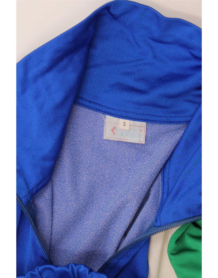 Vintage Mens Tracksuit Top Jacket Small Blue Colourblock
