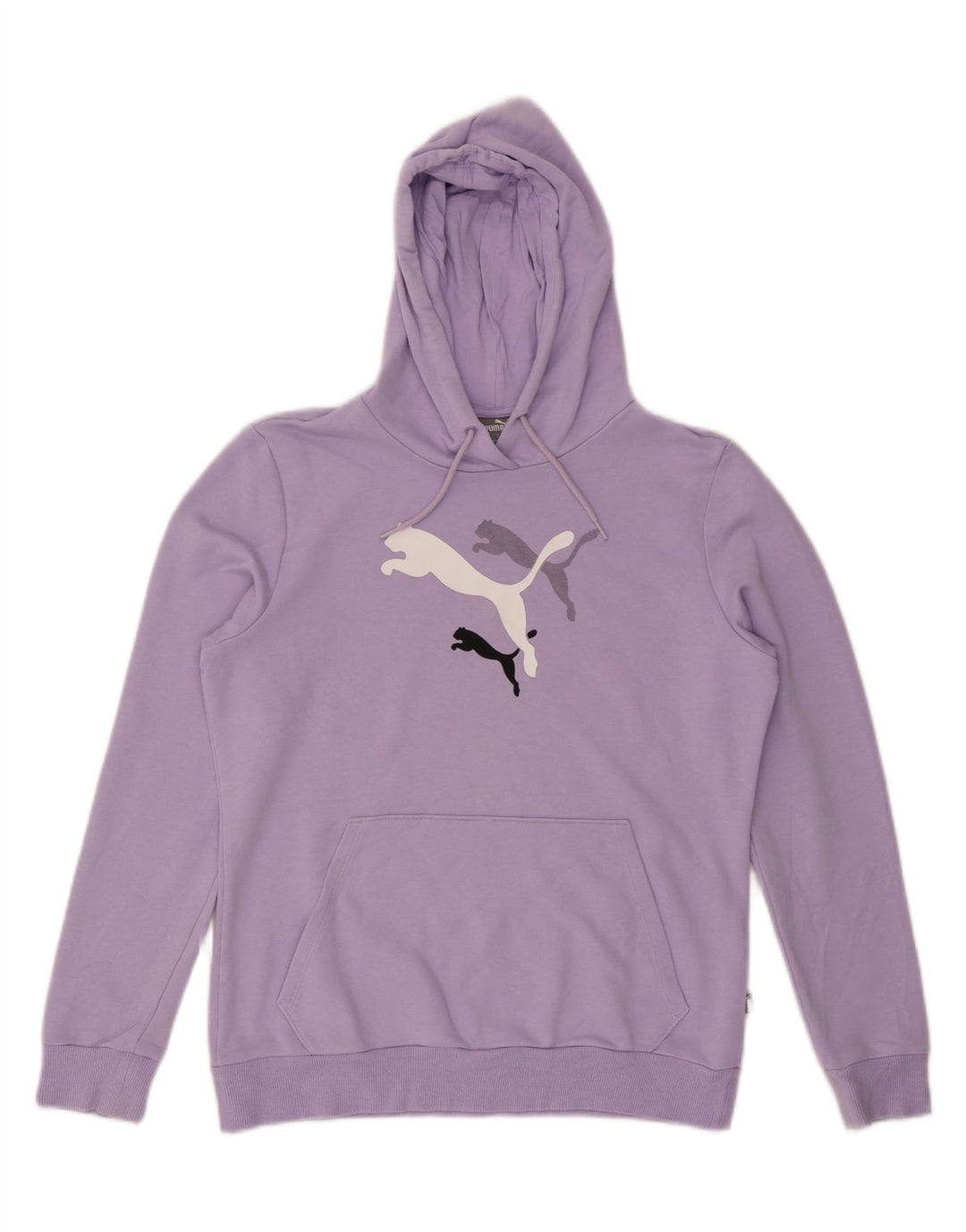 Puma Womens Graphic Hoodie Jumper UK 14 Medium Purple Cotton