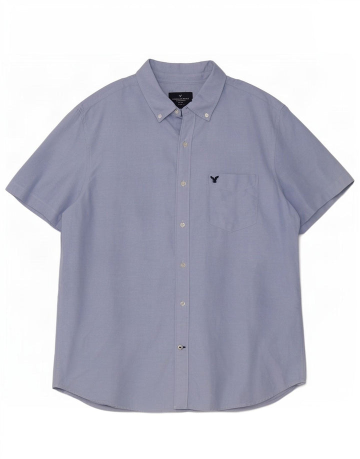 American Eagle Mens Short Sleeve Classic Fit Shirt XL Blue Cotton