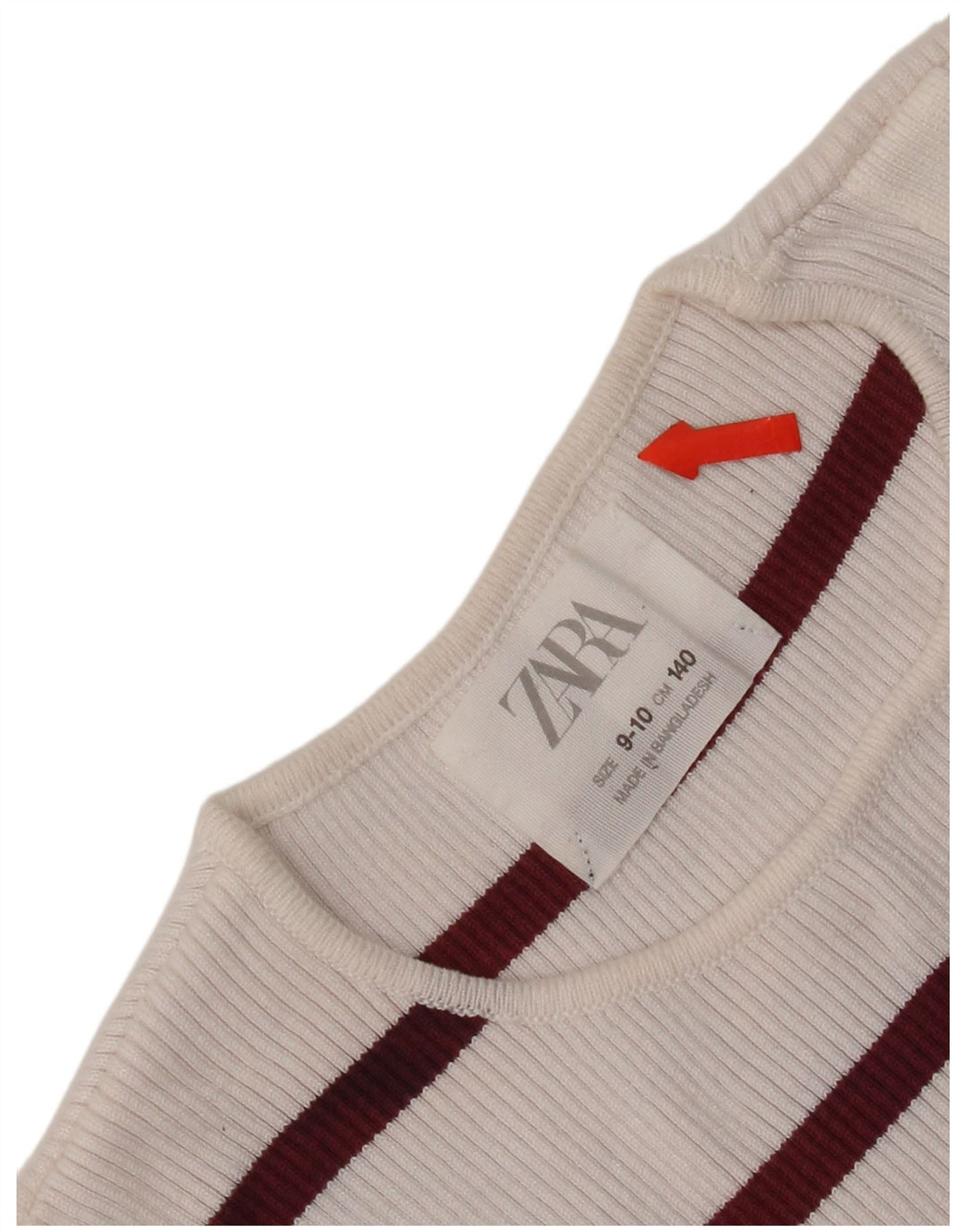 Zara Girls Vest Top 9-10 Years White Striped Viscose