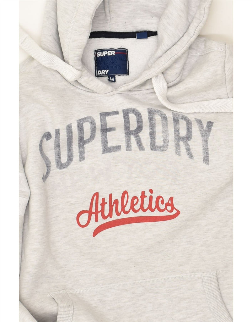 SUPERDRY Womens Graphic Hoodie Jumper UK 14 Medium Grey Cotton | Vintage Superdry | Thrift | Second-Hand Superdry | Used Clothing | Messina Hembry 