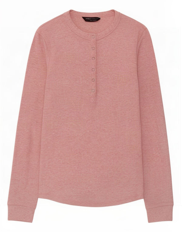 Marks & Spencer Womens Top Long Sleeve UK 8 Small Pink Flecked Polyester