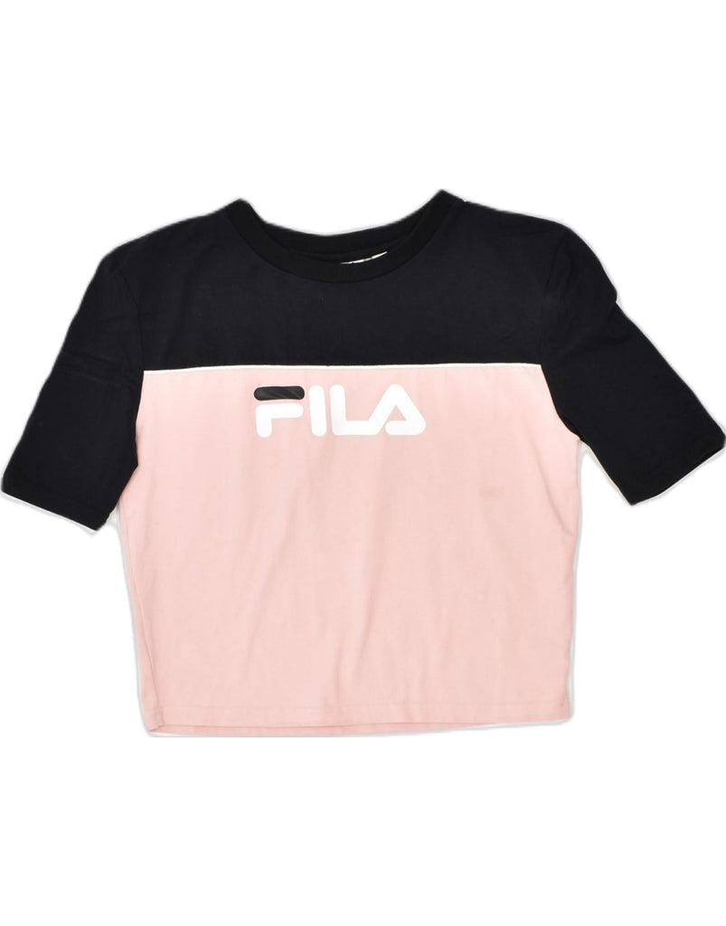 FILA Girls Graphic T-Shirt Top 13-14 Years Pink Colourblock Cotton | Vintage | Thrift | Second-Hand | Used Clothing | Messina Hembry 