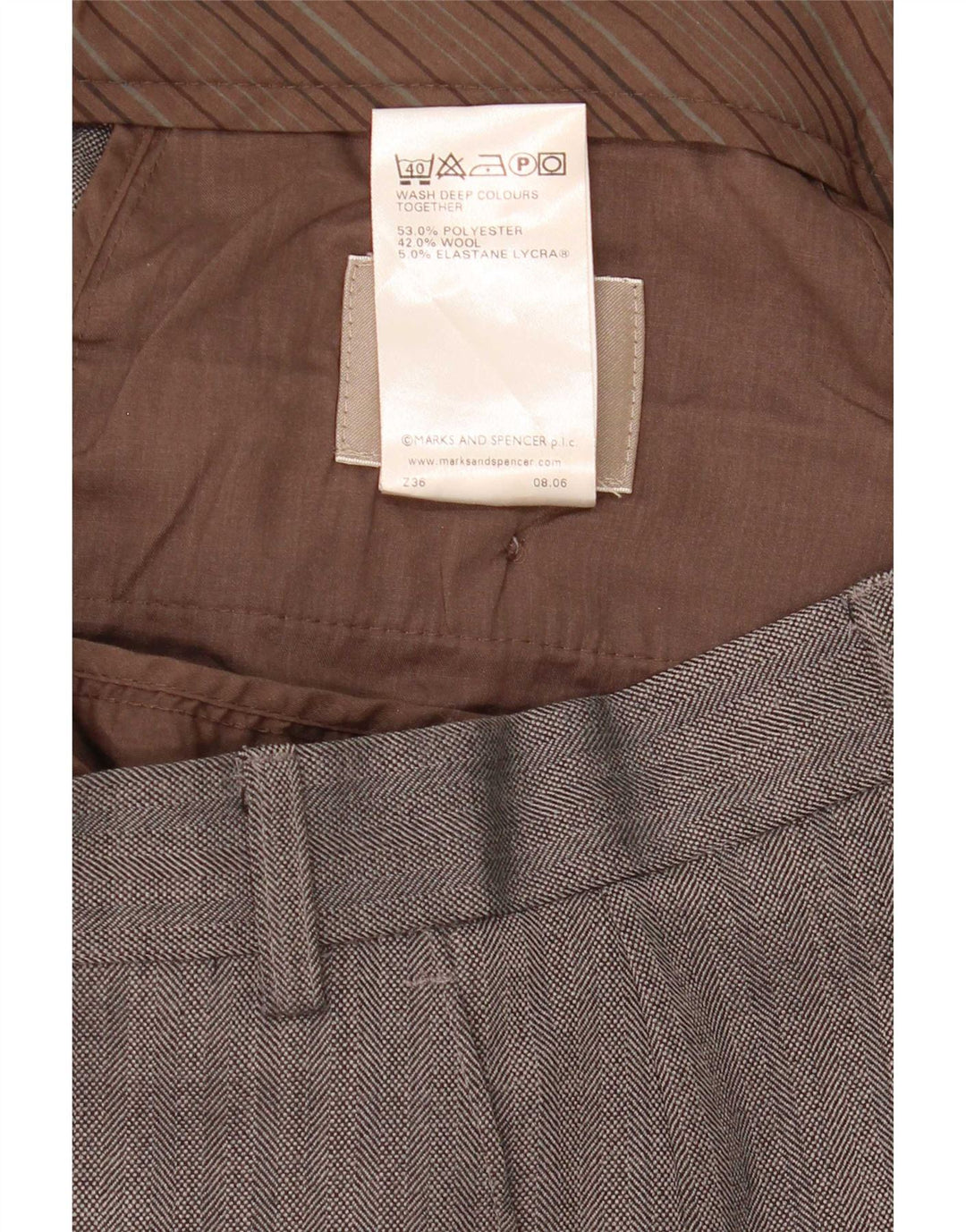 Marks & Spencer Mens Straight Suit Trousers W40 L29 Grey Herringbone
