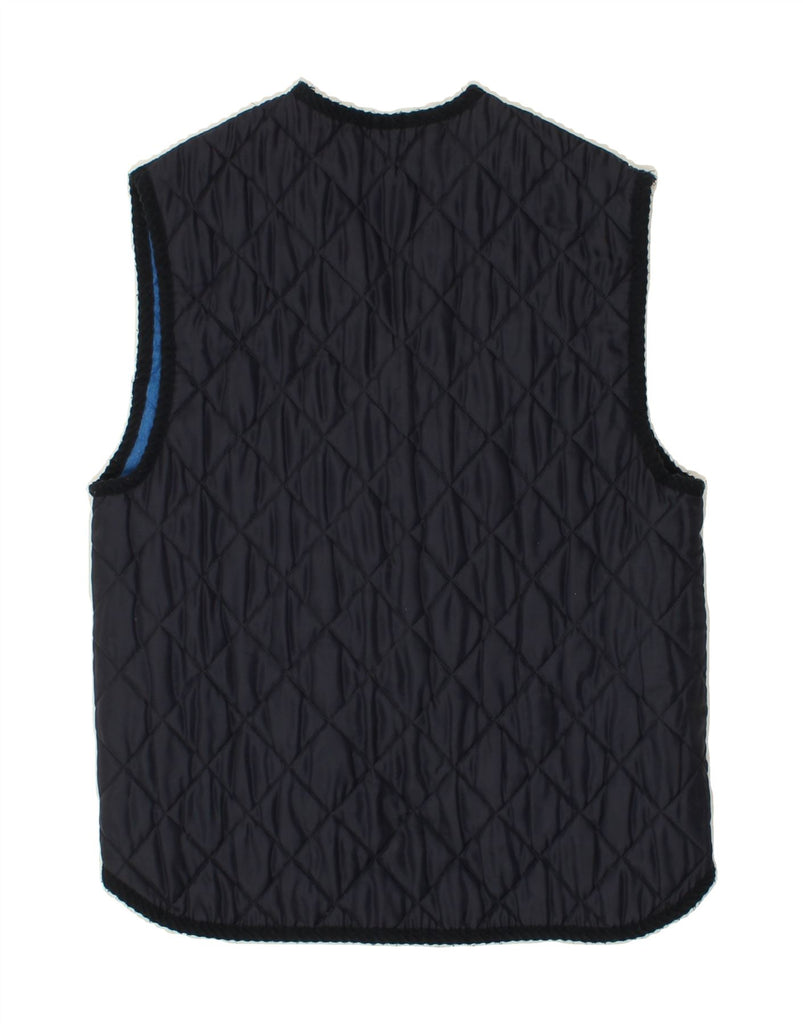 VINTAGE Mens Quilted Gilet UK 38 Medium Navy Blue Polyamide Vintage Vintage and Second-Hand Vintage from Messina Hembry 