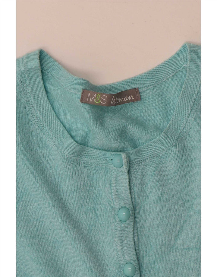 Marks & Spencer Womens Cardigan Sweater UK 14 Medium Blue
