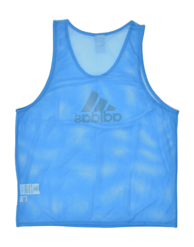 ADIDAS Mens Graphic Vest Top Small Blue Polyester | Vintage Adidas | Thrift | Second-Hand Adidas | Used Clothing | Messina Hembry 