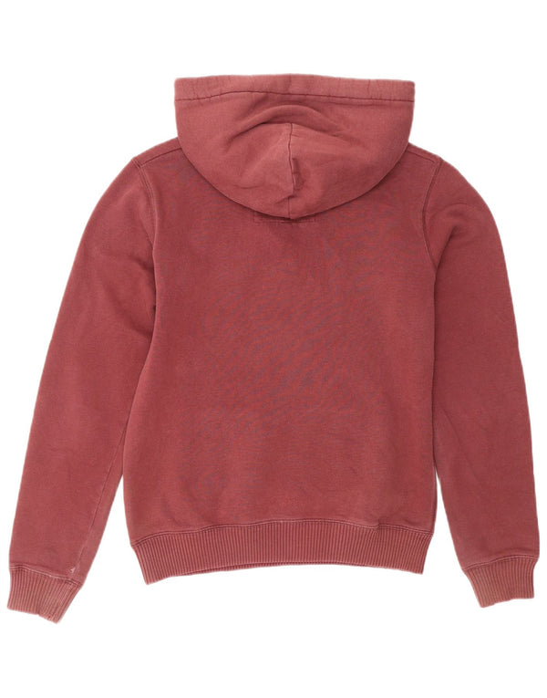 Jack Wills Womens Graphic Hoodie Jumper UK 8 Small Burgundy Cotton