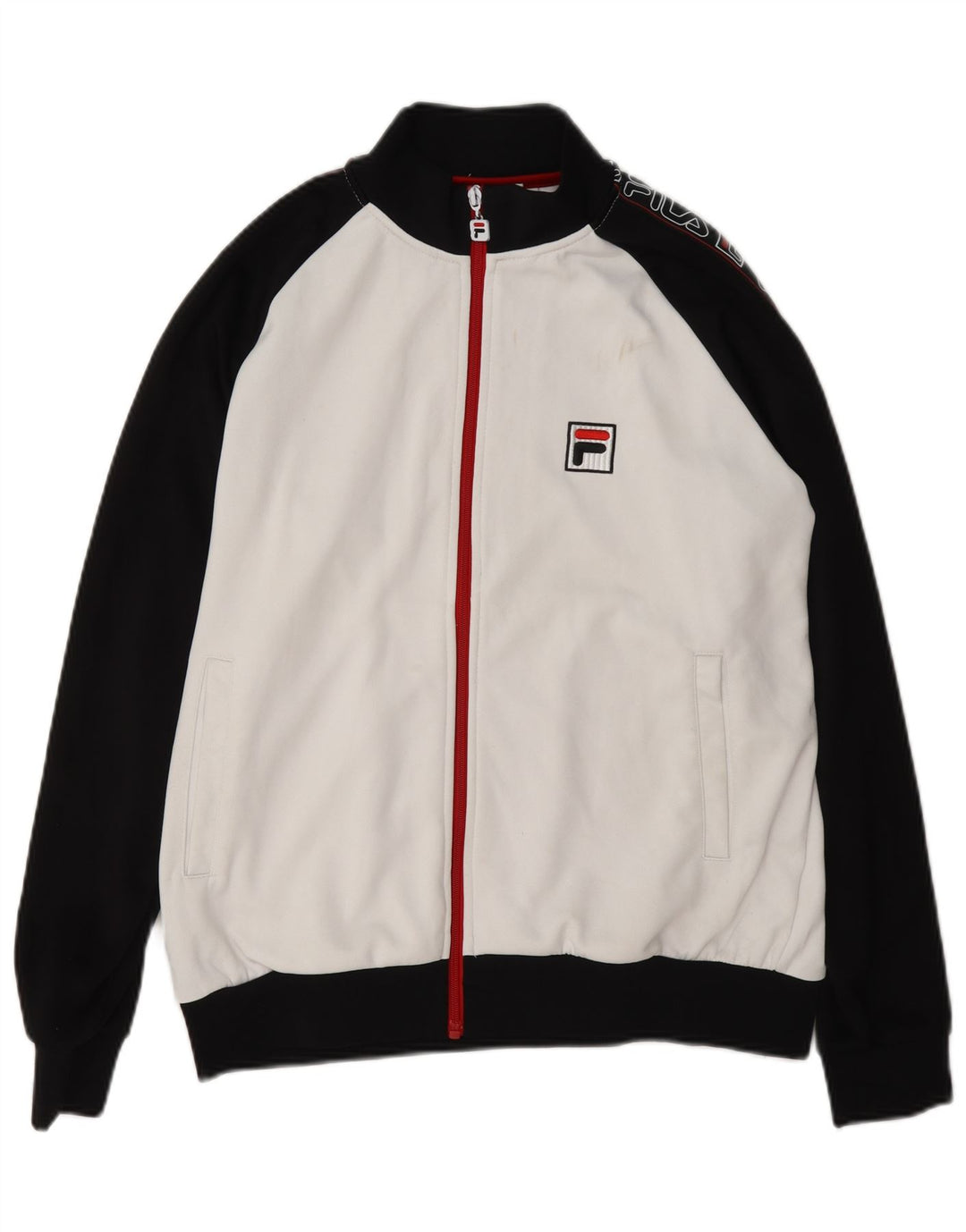 Fila Mens Graphic Tracksuit Top Jacket Small White Colourblock Polyester