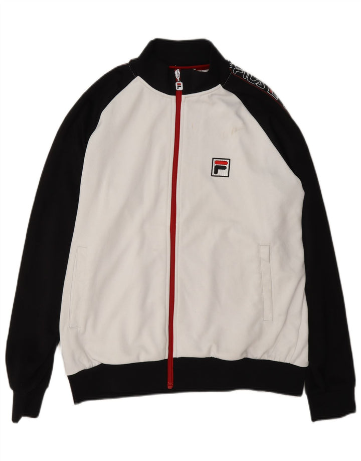 Fila Mens Graphic Tracksuit Top Jacket Small White Colourblock Polyester