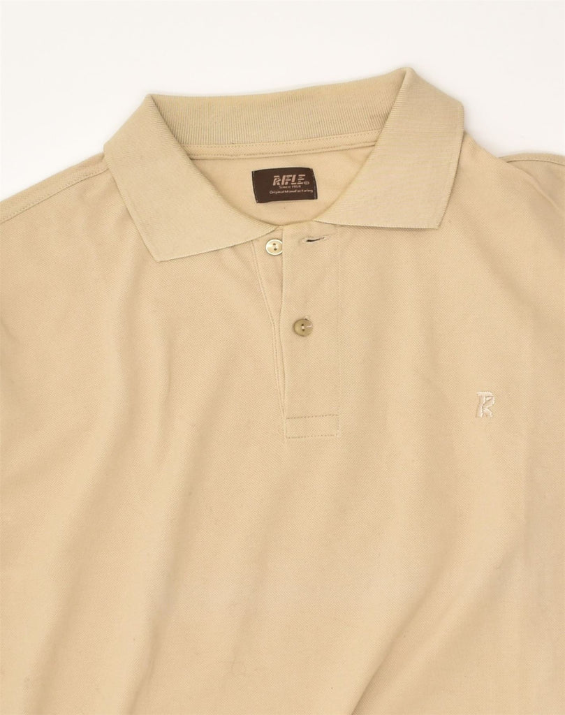 RIFLE Mens Polo Shirt Small Beige Cotton | Vintage Rifle | Thrift | Second-Hand Rifle | Used Clothing | Messina Hembry 