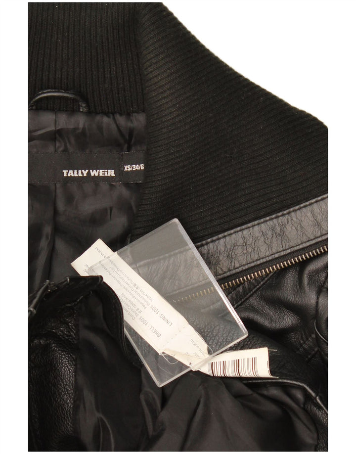 Tally Weil Womens Leather Jacket UK 6 XS Black Leather