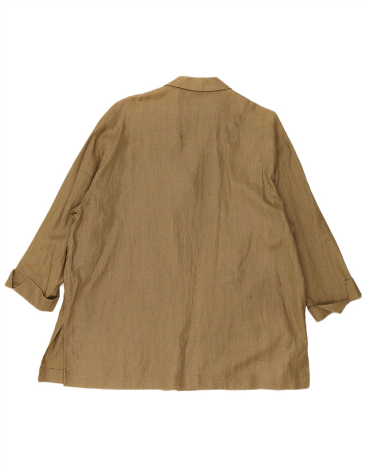 Marc Aurel Womens Oversized 4 Button Blazer Jacket UK 14 Medium Khaki Linen